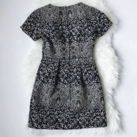 NWT H&M Blue Black White Jacquard Dress - Picture 2 of 7